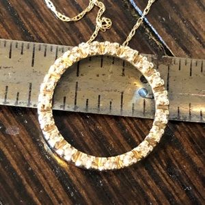 Diamond Yellow Gold Circle Necklace